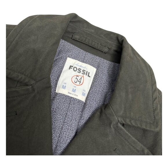 FOSSIL Luxury Designer Green Winter Business Casual Pea Coat Mens Medium - Picture 4 of 6
